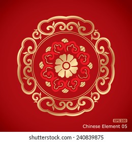 Chinese Vintage Elements on classic red background