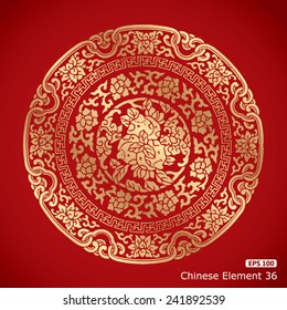 Chinese Vintage Elements on classic red background