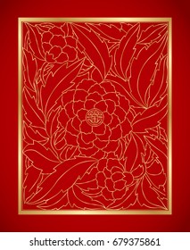Chinese Vintage Elements on classic red background