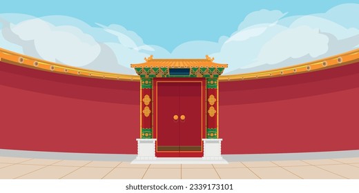 Chinese Vintage Outdoor Front Wall Background Vector