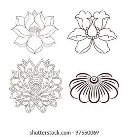 chinese virtual po-phase flowers: lotus,Paeonia suffruticosa, chrysanthemum composition