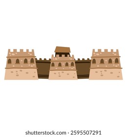 Chinese wall symbol architecture. Hand drawn cute kid building illustration foe education printable art. 