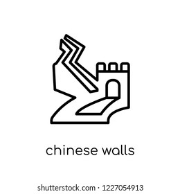 chinese walls icon. Trendy modern flat linear vector chinese walls icon on white background from thin line Chinese walls collection, outline vector illustration