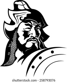 Chinese warrior silhouette. Vector illustration