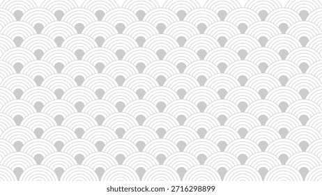 Padrão De Onda Chinês Plano De Fundo Ornamento Seigaiha Tradicional Contorno Mínimo Monocromático. Padrão de vetor