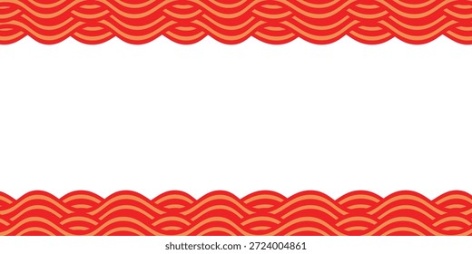 Patrón inconsútil de la onda china. Textura japonesa de Vector rojo y oro. Diseño geométrico del bolso del círculo oriental