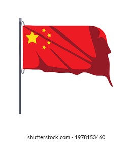 chinese waving flag in pole