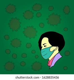 the Chinese wear masks to avoid the dangerous and contagious corona virus, 2019-nCoV Illustration