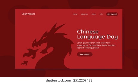 Chinese web banner or landing page. languages with native speaker. Chinese dragon landing page design.