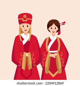 Chinese Wedding Character Design Illustration