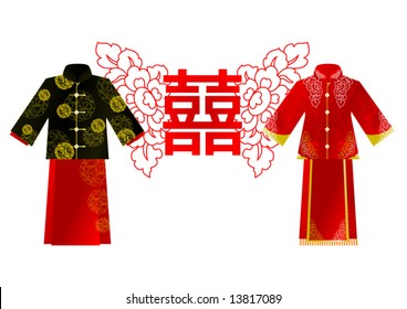 chinese wedding clothes man and girl