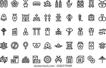 Chinese wedding icons High-Quality Vector Icons Collection with Editable Stroke. Ideal for Professional and Creative Projects