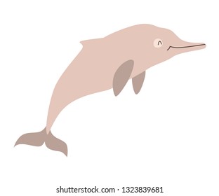 
Chinese white dolphin icon vector illustration. Cartoon style partridge mammals, isolated on a white background