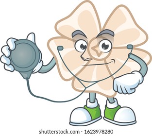 Chinese white flower cartoon character style in a Doctor costume with tools