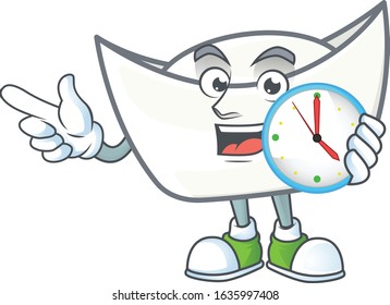 Chinese white ingot cartoon character style with a clock