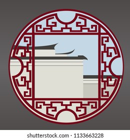 Chinese Window Frame, Ancient Building 