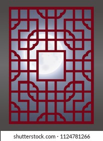 Chinese Window Frame, Moonlight 