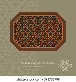 Chinese window tracery polygon frame spiral curve vine flower