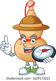 Chinese wine bottle stylized Explorer having a compass