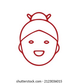 Chinese woman outline icon isolated on white background