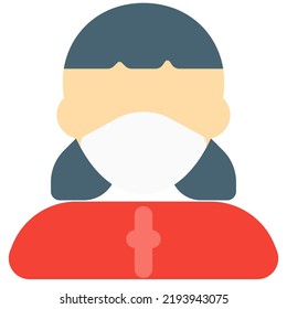 Chinese woman with ponytails having mask on.