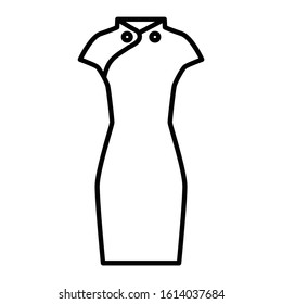 Chinese women traditional costume, dress. Asian ethnic, national clothes. icon or logo illustration on white background. Perfect use for website, pattern, design, etc.