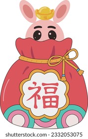 Chinese Word Calligraphy about Fu and Lucky Bag