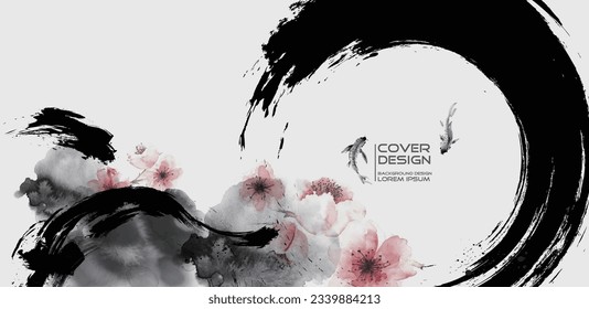 Chinese writing brush and ink painting  style cover design.