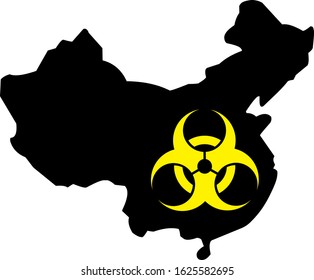 Chinese Wuhan corona virus logo or icon with biohazard sign