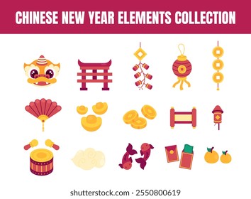 Chinese year element vector illustration set