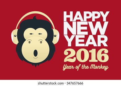 Chinese year of the Monkey 2016. New Year vector  creative poster