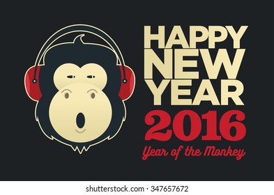 Chinese year of the Monkey 2016. New Year vector  creative poster