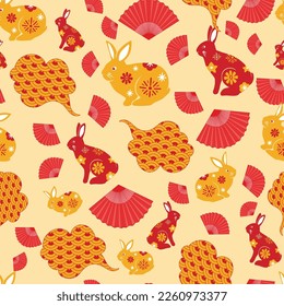 Chinese year of the rabbit, vector seamless pattern