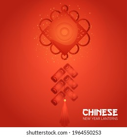 Chinese year red lamp circle in red background celebration new year icon- Vector