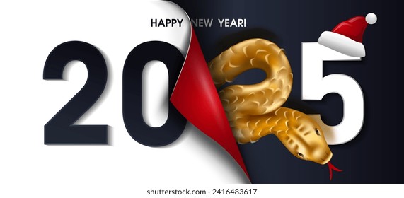 Chinese Year of the snake Banner design, with cute cartoon snake, golden ingots and coin illustration