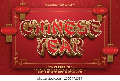 Chinese Year text effect editable vector