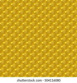 Chinese yellow gold seamless pattern dragon fish scales simple Nature background with japanese wave circle vector art korean