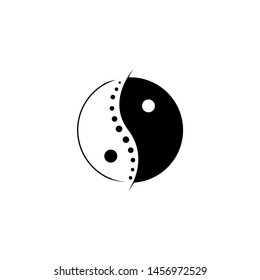 chinese yin and yang chiropractic logo spine spinal care vector icon illustration