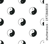 Chinese yin yang seamless vector pattern. White background