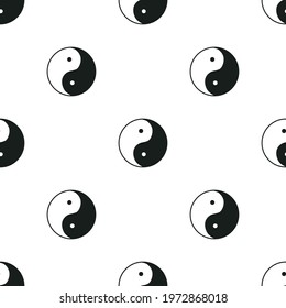 Chinese yin yang seamless vector pattern. White background