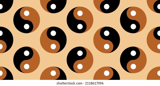Chinese yin yang seamless vector pattern. Vector Illustration.