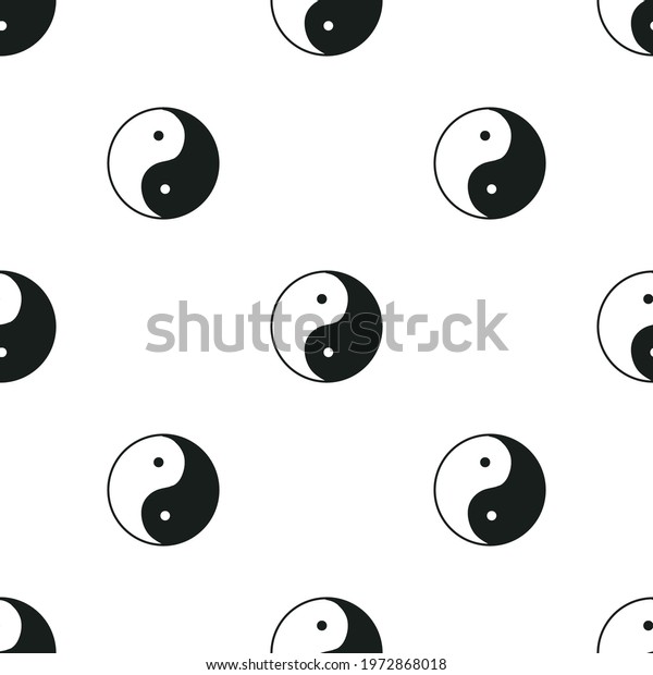Chinese yin yang seamless vector pattern.\
White background