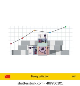 Chinese Yuan banknote. Growth of financial and economy concept. vector illustration. 
