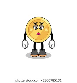 chinese yuan cartoon with fatigue gesture , character design