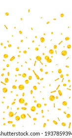 Chinese yuan coins falling. Pleasing scattered CNY coins. China money. Unique jackpot, wealth or success concept. Vector illustration.