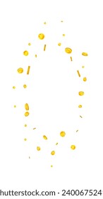 Chinese yuan coins falling. Scattered gold CNY coins. China money. Great business success concept. Vector illustration.