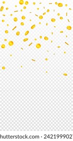 Chinese yuan coins falling. Scattered gold CNY coins. China money. Jackpot wealth or success concept. Vector illustration.
