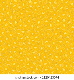Chinese yuan coins seamless pattern. Magnificent scattered CNY coins. Big win or success concept. China small shadow money pattern. Coin tile vector illustration.