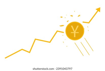Chinese Yuan currency growth to success concept. The money coin chart. Business growth concept. Vector illustration design