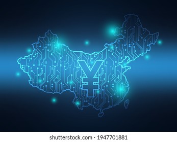 Chinese Yuan Digital Currency Banking, Crypto, Technology Background Vector Illustration